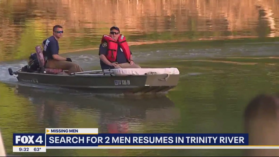 Search for 2 men resumes in Trinity River